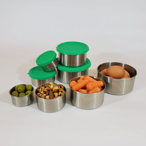 Image of Stackable Stainless Steel Food Storage Containers 4-Piece Set