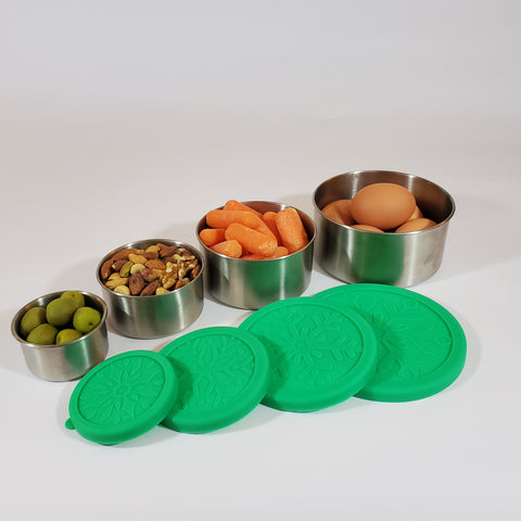 Image of Stackable Stainless Steel Food Storage Containers 4-Piece Set