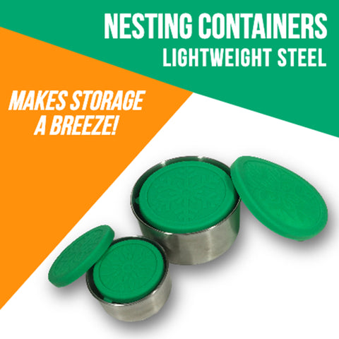 Image of Stackable Stainless Steel Food Storage Containers 4-Piece Set