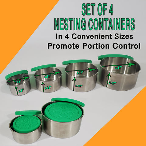 Image of Stackable Stainless Steel Food Storage Containers 4-Piece Set