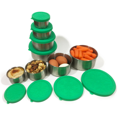 Image of Stackable Stainless Steel Food Storage Containers 4-Piece Set