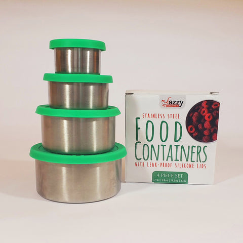 Image of Stackable Stainless Steel Food Storage Containers 4-Piece Set