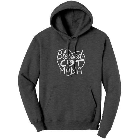 Image of Blessed_Cat_Mama_Hoodie_Sweater_Dark_Heather_Front_Mockup.png