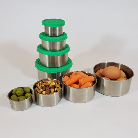 Image of Stackable Stainless Steel Food Storage Containers 4-Piece Set