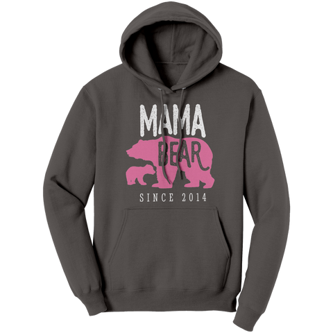 Image of Mama_Bear_Since_2014_Hoodie_Sweatshirt_Charcoal_Front_Mockup.png