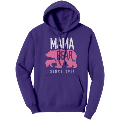 Image of Mama_Bear_Since_2014_Hoodie_Sweatshirt_Purple_Front_Mockup.png