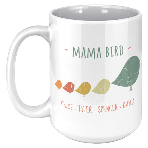 Image of Mama Bird with 4 Chicks 15oz Mug