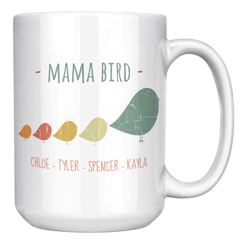 Image of Mama Bird with 4 Chicks 15oz Mug