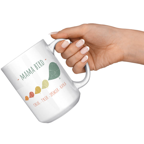 Image of Mama Bird with 4 Chicks 15oz Mug
