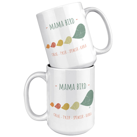 Image of Mama Bird with 4 Chicks 15oz Mug