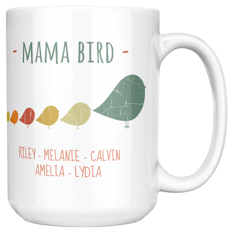 Image of Mama_Bird_with_5_Chicks_Mug_15oz_15ozWhiteMugMainRH_Mockup.png_15900411
