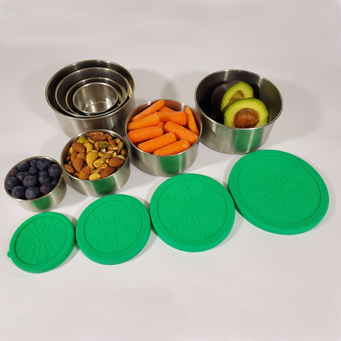 Image of Stackable Stainless Steel Food Storage Containers 4-Piece Set