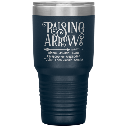 Image of Raising_Arrows_Personalized_Tumbler_30oz_Tumbler_Navy_Mockup.png