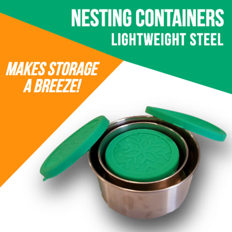 Image of Stackable Stainless Steel Food Storage Containers 3-Piece Set