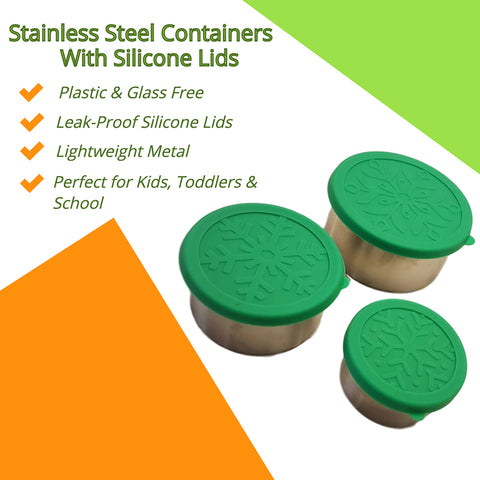 Image of Stackable Stainless Steel Food Storage Containers 3-Piece Set