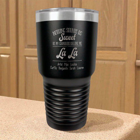 Image of Nothing Sounds as Sweet as my Grandkids Personalized Stainless Steel Tumbler