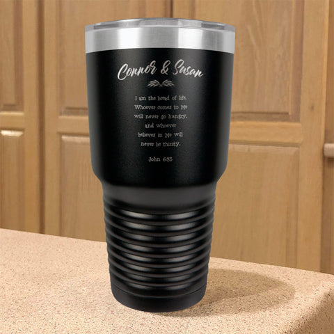 Image of Personalized Stainless Steel Tumbler John 6:35 Couple