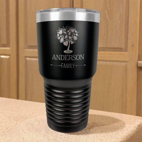 Image of Personalized Stainless Steel Tumbler Family Tree Couple