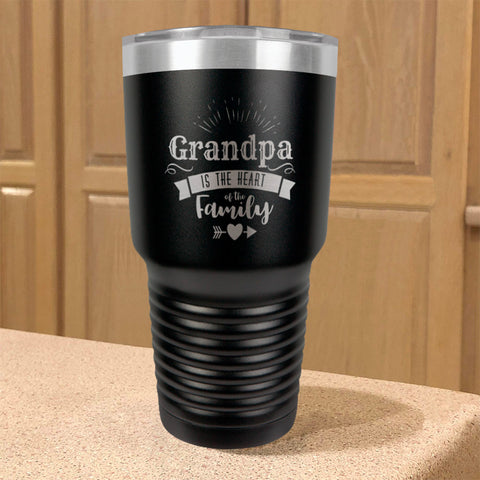Image of Grandpa Is The Heart Of The Family Personalized Stainless Steel Tumbler