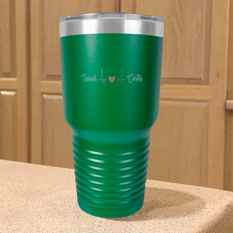 Image of Personalized Stainless Steel Tumbler Heartbeat Couple