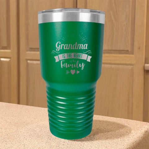 Image of Grandma Is The Heart Of The Family Personalized Stainless Steel Tumbler