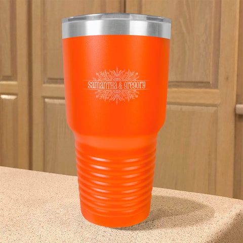 Image of Newlywed Flora Personalized Stainless Steel Tumbler