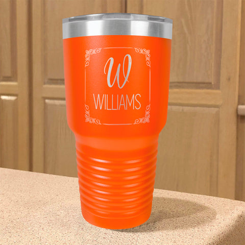 Image of Framed Surname Personalized Stainless Steel Tumbler