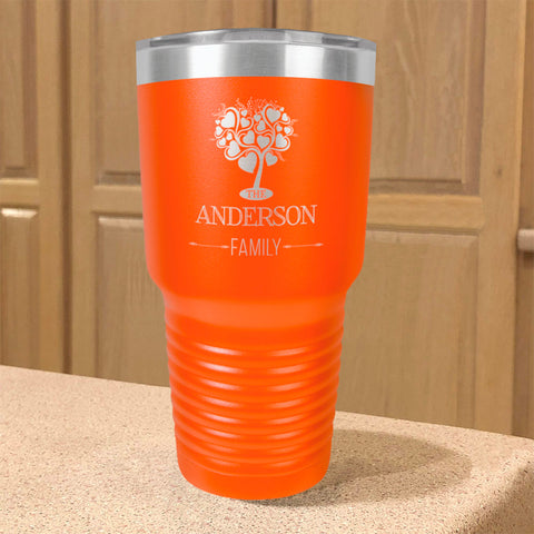 Image of Personalized Stainless Steel Tumbler Family Tree Couple