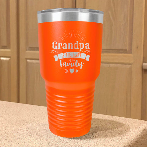 Image of Grandpa Is The Heart Of The Family Personalized Stainless Steel Tumbler