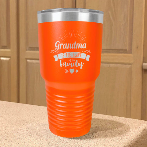 Image of Grandma Is The Heart Of The Family Personalized Stainless Steel Tumbler
