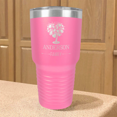 Image of Personalized Stainless Steel Tumbler Family Tree Couple