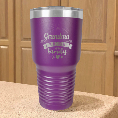 Image of Grandma Is The Heart Of The Family Personalized Stainless Steel Tumbler