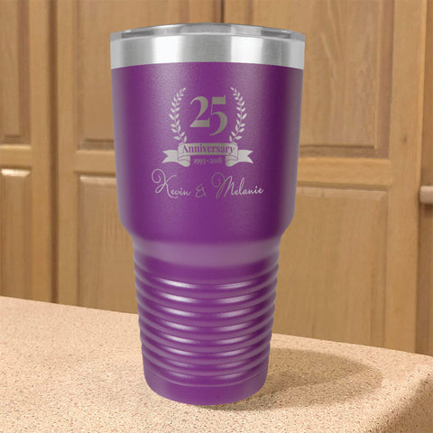 Image of Personalized Stainless Steel Tumbler Laurel Underline Couple