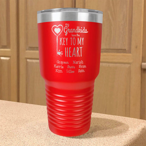 Image of Personalized Stainless Steel Tumbler Key To My Heart Grandma