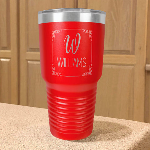 Image of Framed Surname Personalized Stainless Steel Tumbler
