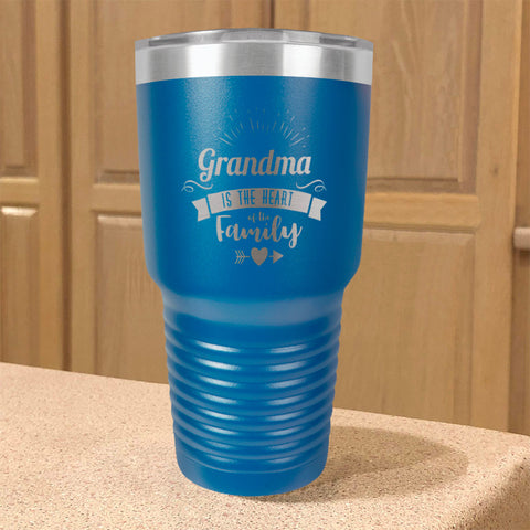Image of Grandma Is The Heart Of The Family Personalized Stainless Steel Tumbler
