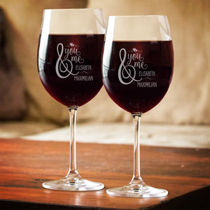 You And Me Personalized Wine Glass