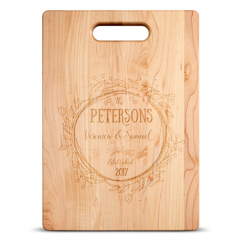 Image of Floral Frame Personalized Maple Cutting Board