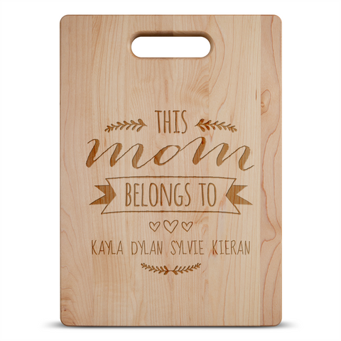 Image of Mom Belongs To Personalized Maple Cutting Board