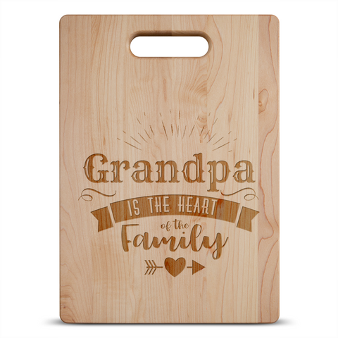 Image of Grandpa Is The Heart Of The Family Personalized Maple Cutting Board