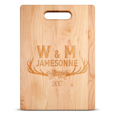 Image of Antler Initials Personalized Maple Cutting Board