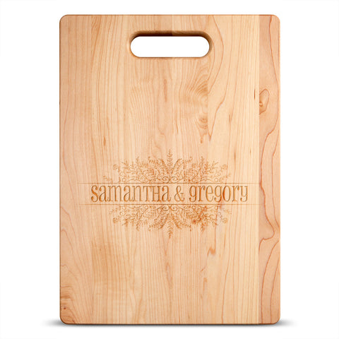 Image of Couple Flora Personalized Maple Cutting Board