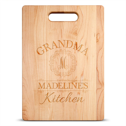 Image of Grandma's Kitchen Monogram Personalized Maple Cutting Board