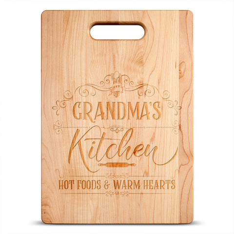 Image of Hot Foods and Warm Hearts Personalized Maple Cutting Board
