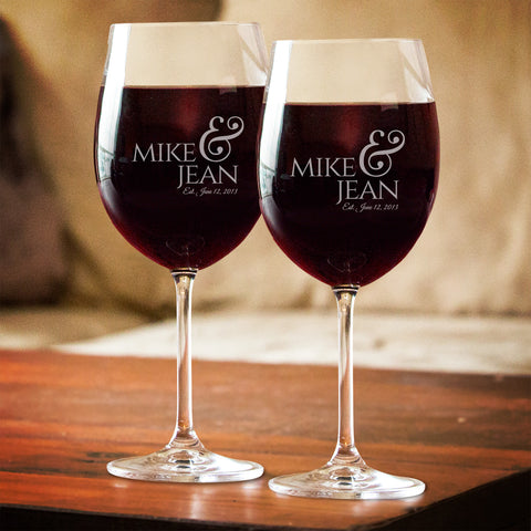 Image of Personalized Couple Wine Glass