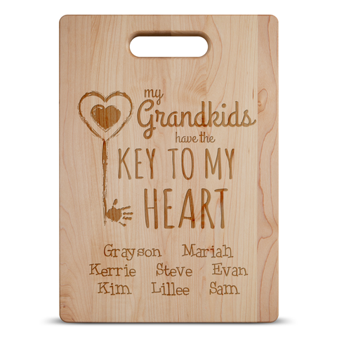 Image of Key To Grandma's Heart Personalized Cutting Board
