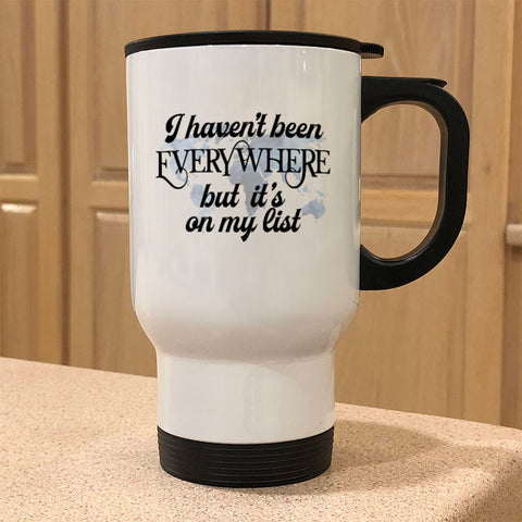 Image of Been Everywhere White Metal Coffee and Tea Travel Mug