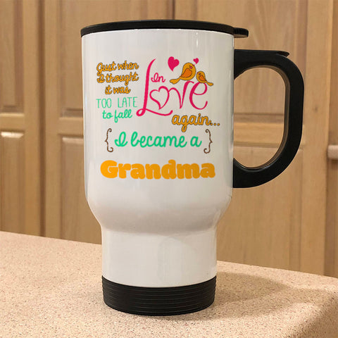 Image of Fall In Love Again White Metal Coffee and Tea Travel Mug