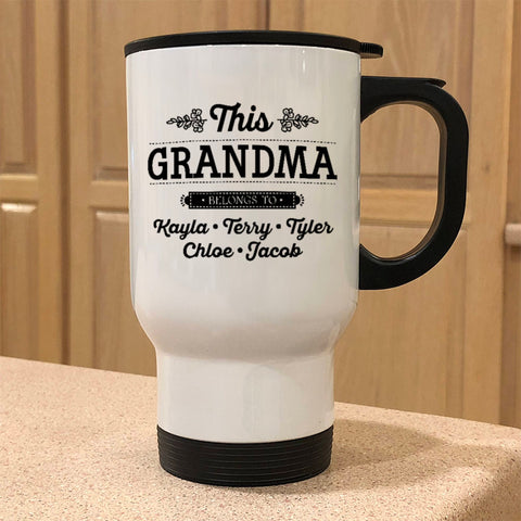 Image of Metal Coffee and Tea Travel Mug This Grandma Personalized