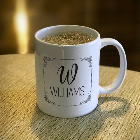 Image of Personalized Ceramic Coffee Mug Framed Surname